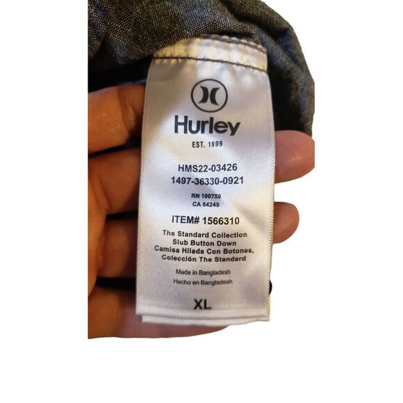 Hurley 'The Standard Collection Slub Button Down' Mens Gray Shirt Size XL Surfer - Picture 12 of 16